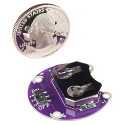 An image of LilyPad Coin Cell Battery Holder - Switched - 20mm