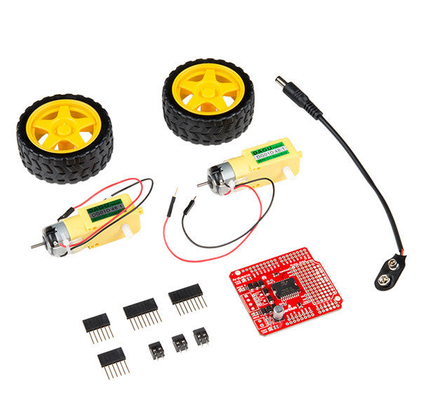SparkFun Ardumoto Shield Kit - Robots are fun, and Arduinos are easy. So wouldn’t it be nice if there were a kit that included everything you need to get your Arduino device set up to control a simple two-motor-circuit buddy?