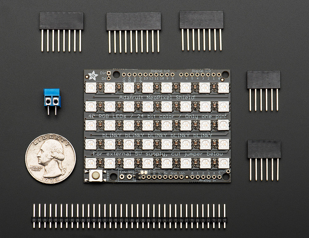 Adafruit NeoPixel Shield for Arduino - 40 RGB LED Pixel Matrix ...