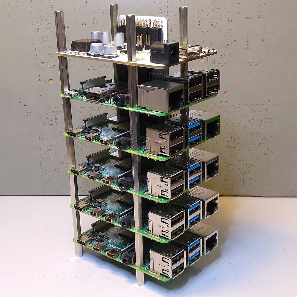 ClusterCTRL Stack - The ClusterCTRL Stack (controller and passive backplane) is a simple way to both power and control cooling for a stack of 5 Raspberry Pi.