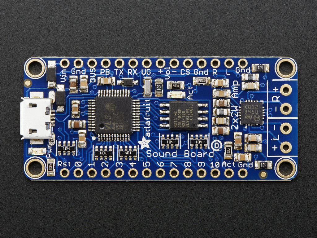 Adafruit Audio FX Sound Board - WAV/OGG Trigger - Add audio/sound effects to your next project, without an Arduino+Shield!