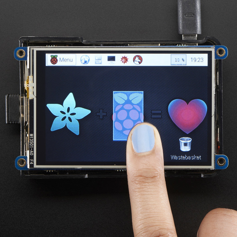 Adafruit PiTFT Plus 480x320 3.5" TFT+Touchscreen for Raspberry Pi - Is this not the cutest, little display for the Raspberry Pi? It features a 3.5" display with 480x320 16-bit color pixels and a resistive touch overlay and is engineered specifically to work with the newer "2x20 connector" Raspberry Pi's.