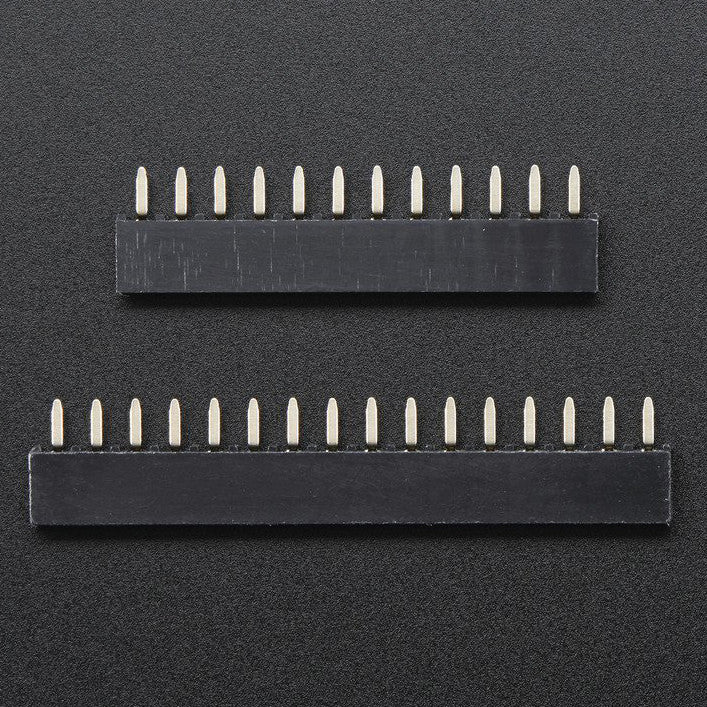 Short Feather Headers Kit - 12-pin and 16-pin Female Header Set - These two Short Female Headers alone are, well, lonely. But pair them with any of our Feather boards and you're in business!