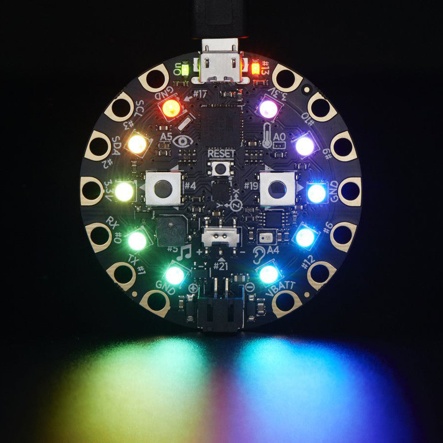 Circuit Playground Classic - Would you like to learn electronics, with an all-in-one board that has sensors and LEDs built in? Circuit Playground is here - and it's the best way to practice programming on real hardware with no soldering or sewing required!