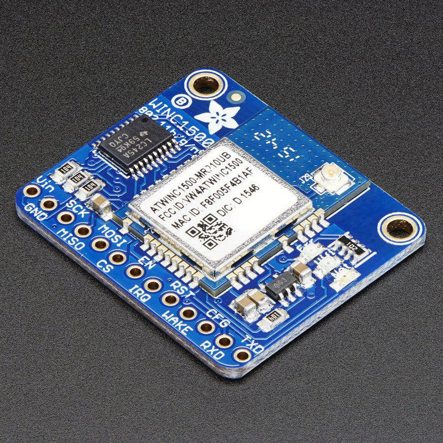 Adafruit ATWINC1500 WiFi Breakout with uFL Connector - fw 19.4.4 - Connect your Arduino to the Internet with this fine new FCC-certified WiFi module from Atmel.
