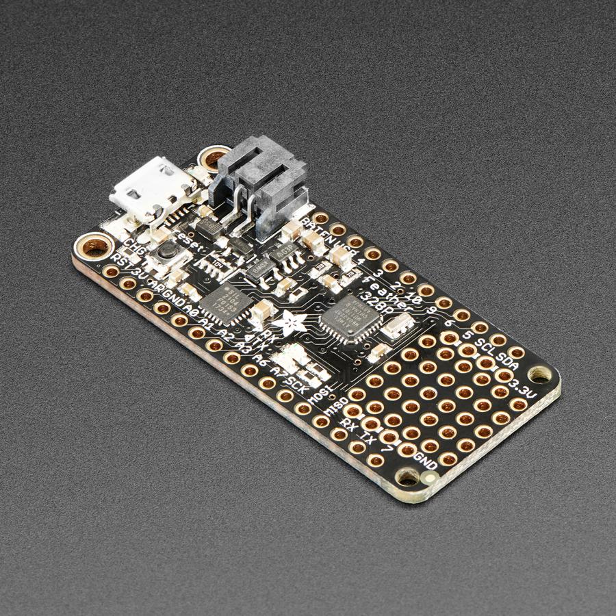Adafruit Feather 328P - Atmega328P 3.3V @ 8 MHz - With this Feather we're getting a little nostalgic for the ATmega328P - the classic 'Arduino' chip - with this Adafruit Feather 328P running a 3.3V and 8 MHz.