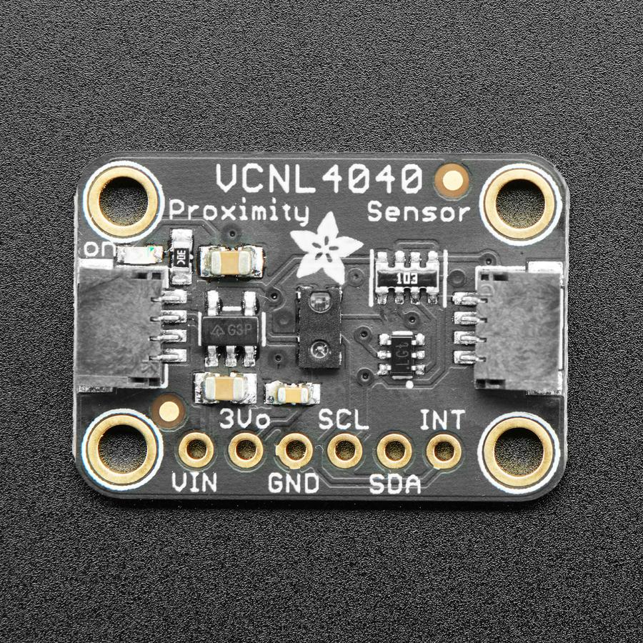 Adafruit VCNL4040 Proximity and Lux Sensor - The VCNL4040 is a handy two-in-one sensor, with a proximity sensor that works from 0 to 200mm (about 7.5 inches) and light sensor with range of 0.0125 to 6553 lux.