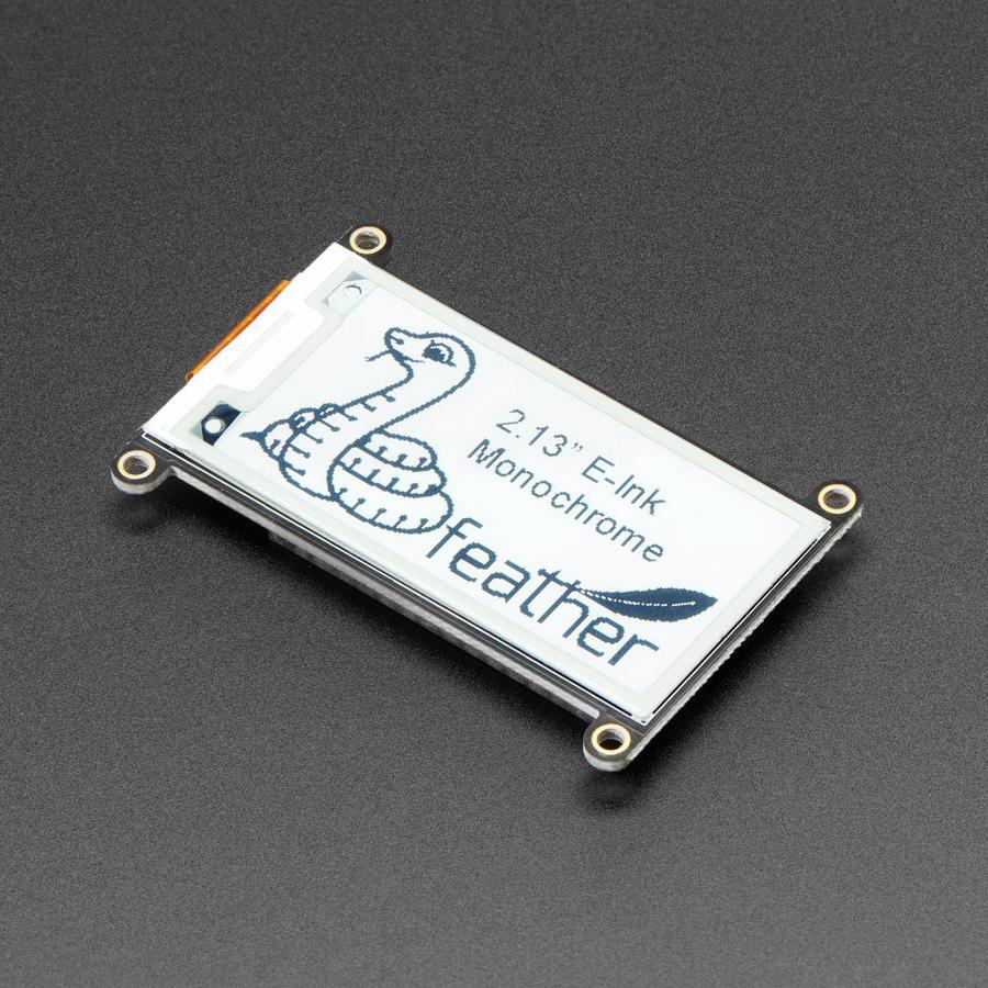Adafruit 2.13" Monochrome eInk / ePaper Display FeatherWing - 250x122 Monochrome - Easy e-paper finally comes to your Feather, with this breakout that's designed to make it a breeze to add a monochrome eInk display.