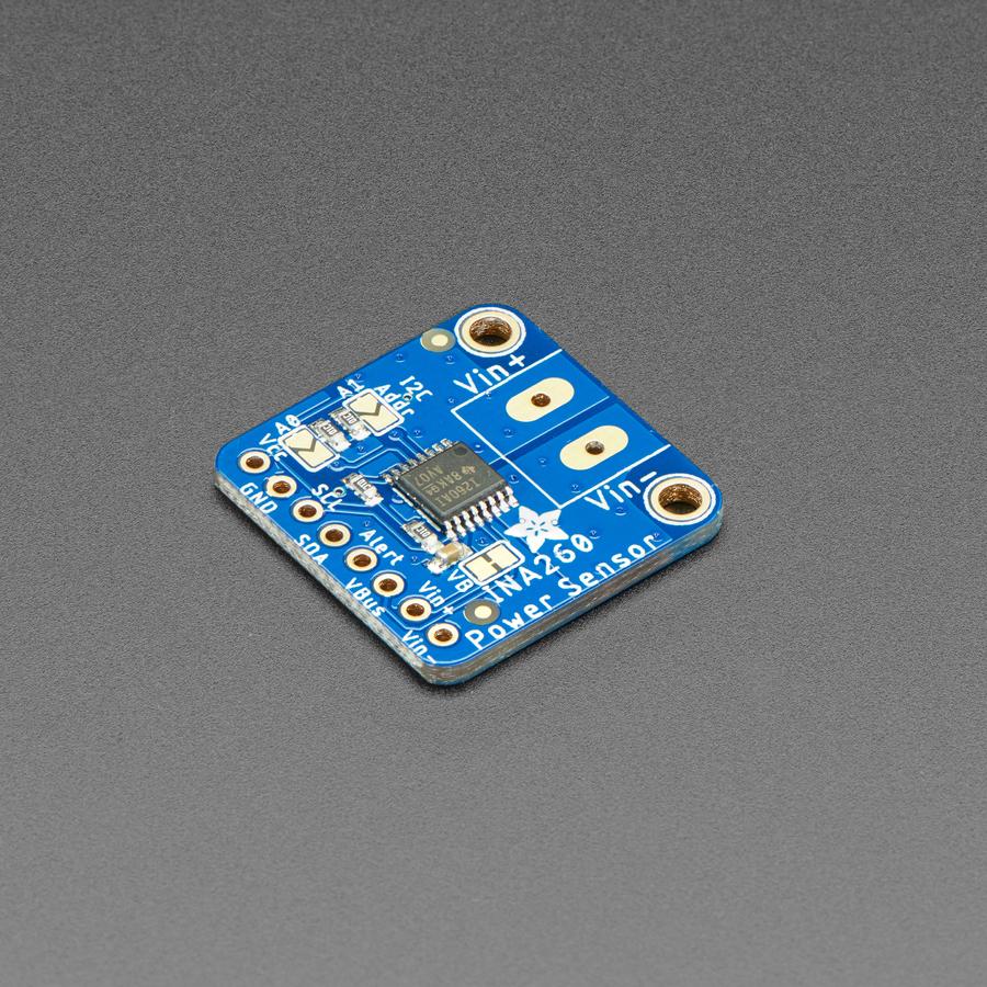 Adafruit INA260 High or Low Side Voltage, Current, Power Sensor - This breakout board may well be the last current sensing solution you ever need to buy. Not only can it do the work of two multimeters, but it can do it with amazing precision and flexibility.