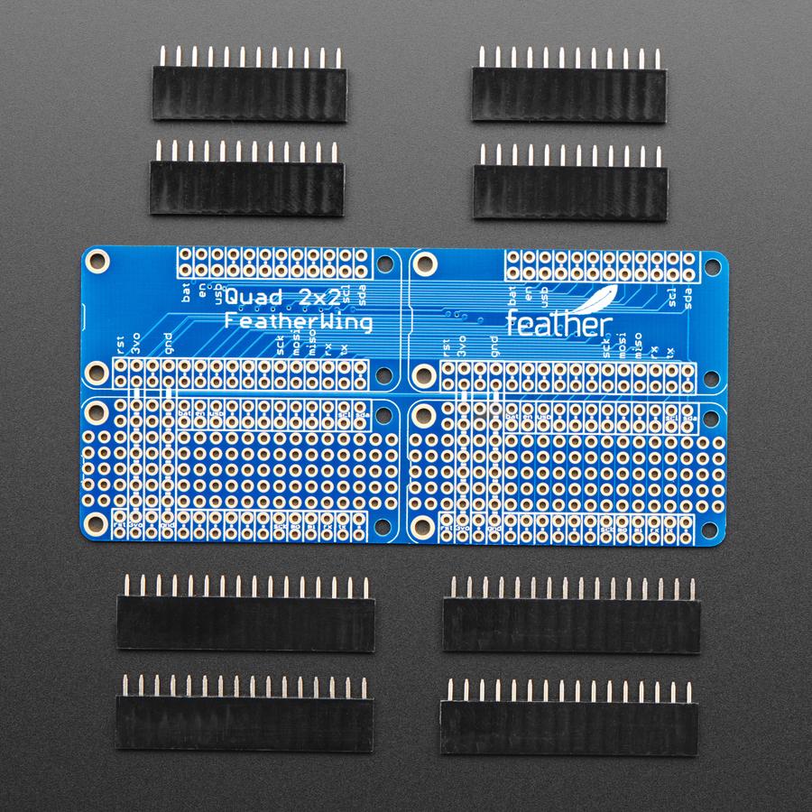 Adafruit Quad 2x2 FeatherWing Kit with Headers - Pimoroni Wholesale