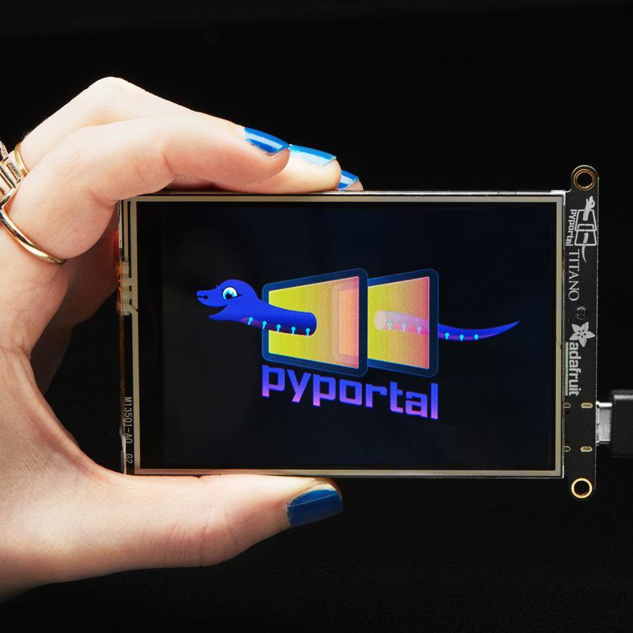 Adafruit PyPortal Titano - The PyPortal Titano is the big sister to the popular PyPortal now with twice as many pixels! The PyPortal is the easy-to-use IoT device that allows you to create all the things for the “Internet of Things” in minutes.
