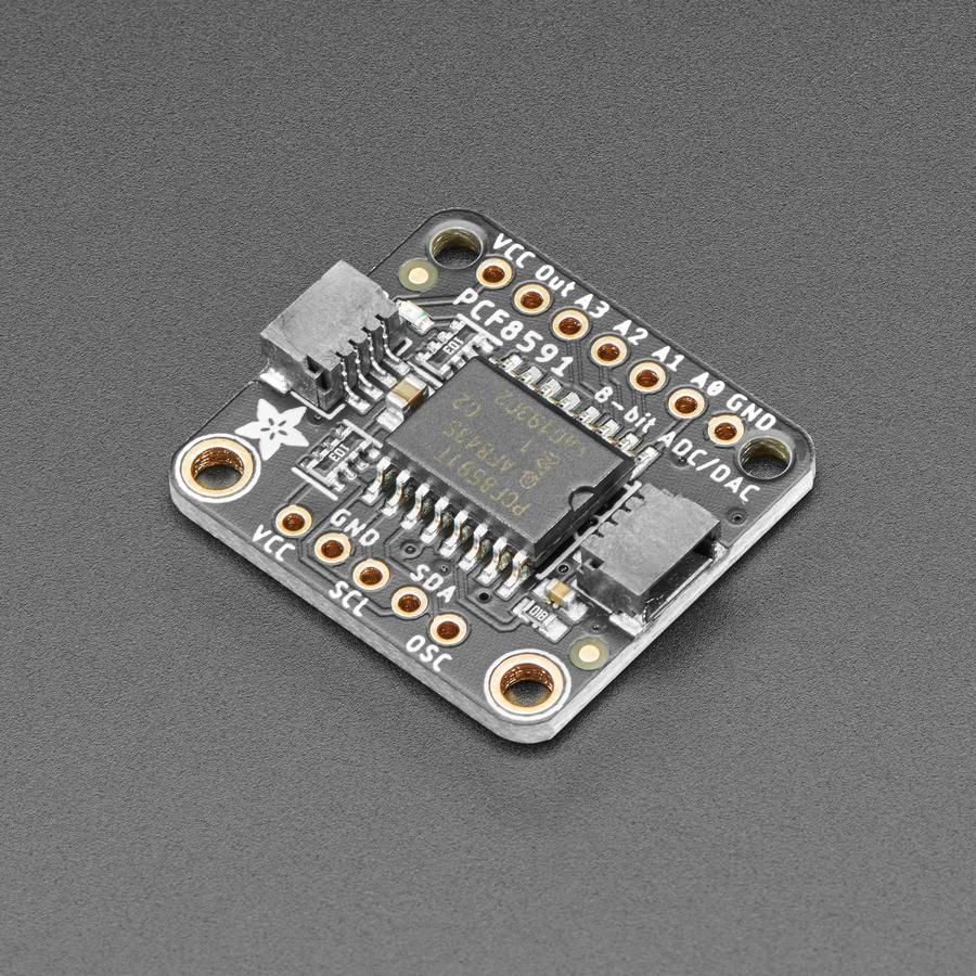 Adafruit PCF8591 Quad 8-bit ADC + 8-bit DAC - STEMMA QT / Qwiic - Measuring voltage and adjusting it is what electronics is all about so you won’t get far without friends like the Adafruit PCF8591 Quad 8-bit ADC + 8-bit DAC combo. 