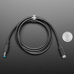 An image of USB Type C 3.1 PD to 5.5mm Barrel Jack Cable - 1.2m long with E-Mark
