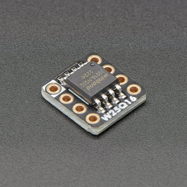 Adafruit QSPI DIP Breakout Board - W25Q16 - 16 MBit 2 MByte - W25Q16JVSSIQ - This is the W25Q16JVSSIQ, a 3.3V power and logic 16-Megabit / 2 Mega-byte chip.