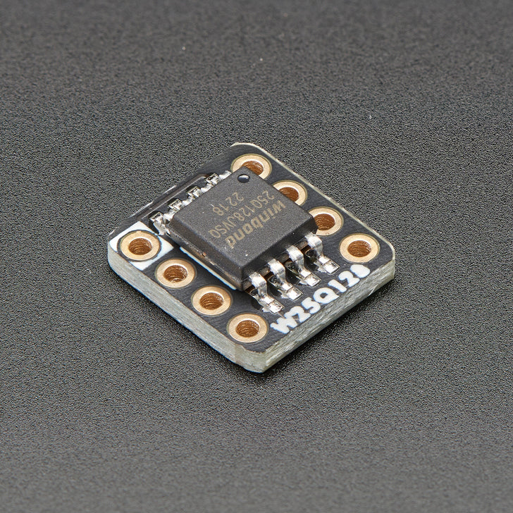 Adafruit QSPI DIP Breakout Board - W25Q128 - 128 MBit 16 MByte - W25Q128JVSSIQ - This is the W25Q128JVSSIQ, a 3.3V power and logic 128-Megabit / 16 Mega-byte chip.