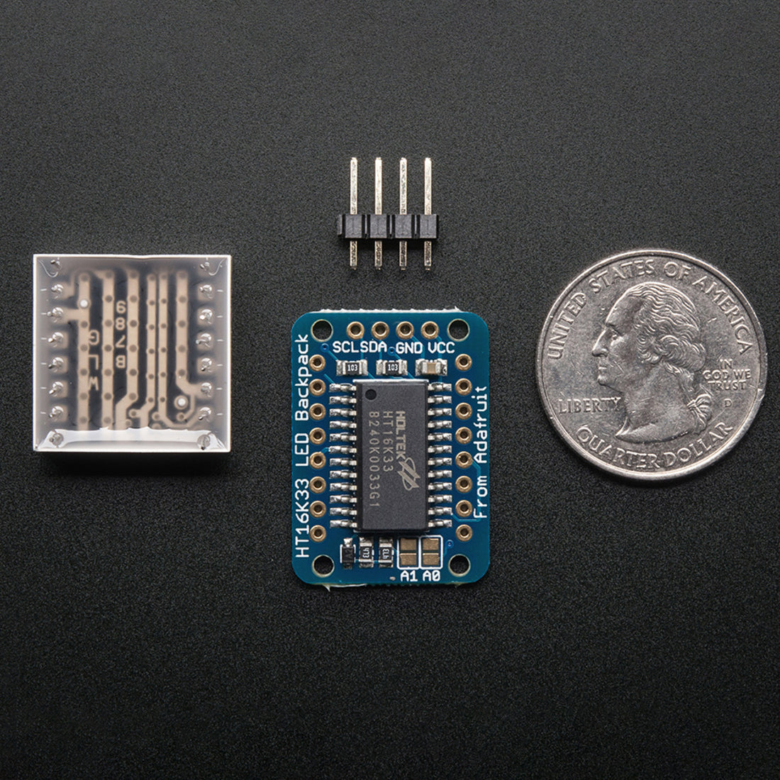 Adafruit Mini 0.7" 8x8 LED Matrix w/I2C Backpack - Pimoroni Wholesale