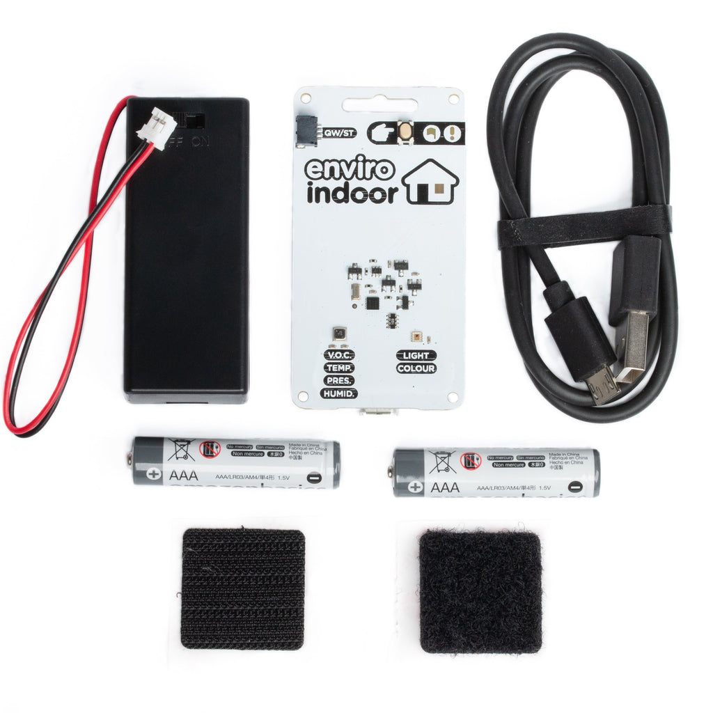 Enviro Indoor (Pico W Aboard) - A wireless environmental monitoring board to keep track of inside conditions in your home, office or other habitat. Onboard sensors can measure temperature, humidity, pressure, gas and light.