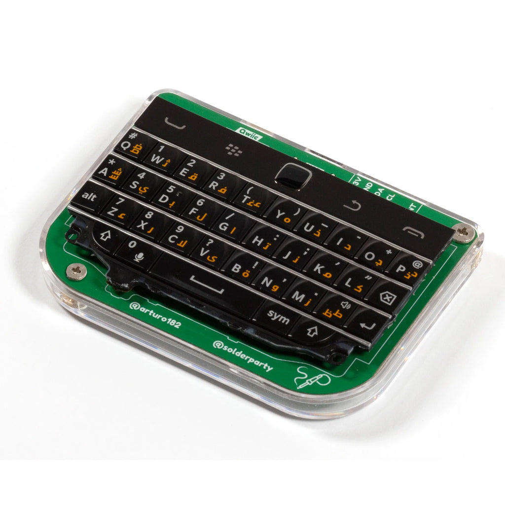 BB Q20 Keyboard with trackpad, USB/I2C/PMOD - A BB Q20 Keyboard in USB/PMOD/Qwiic format with an injection molded clear plastic case.