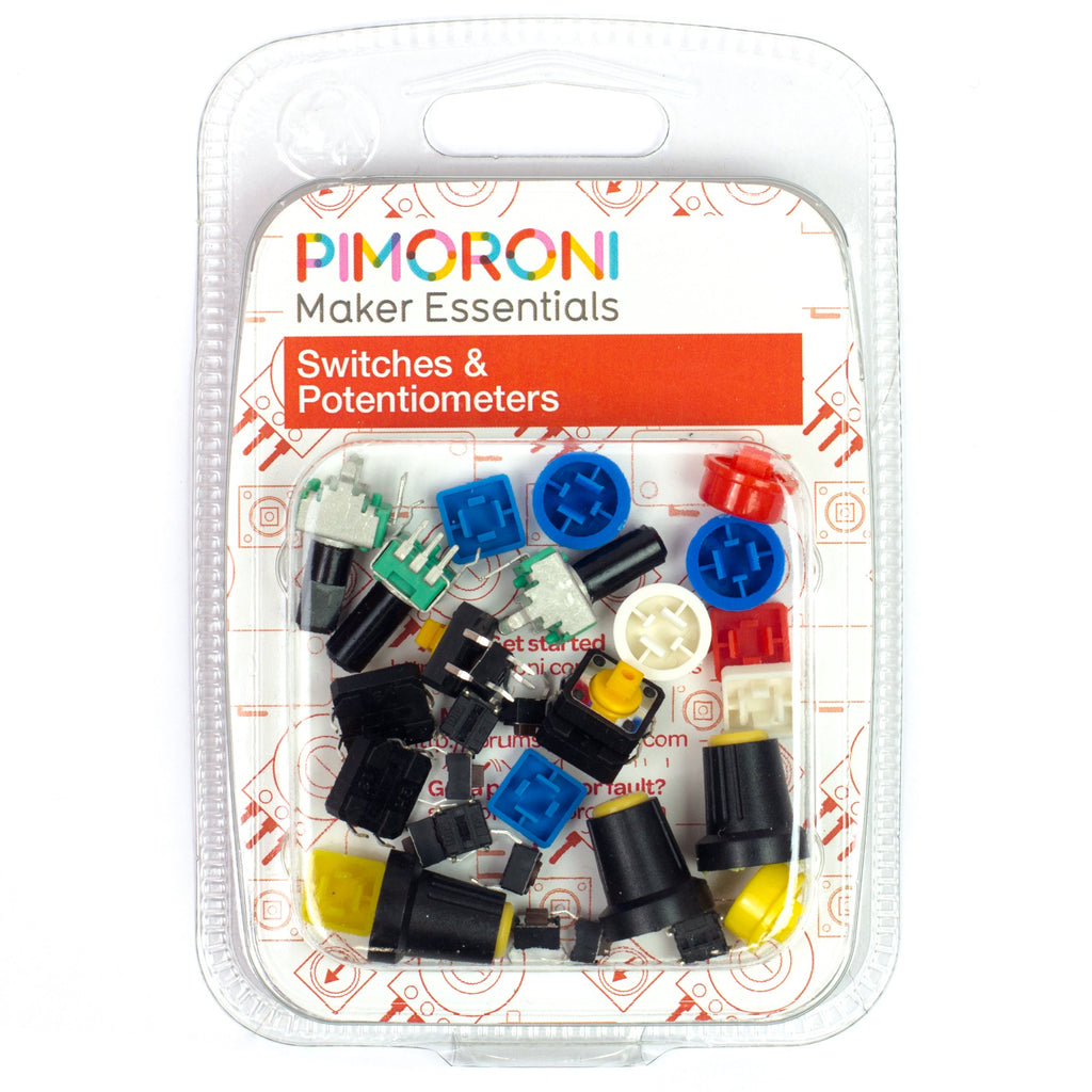 Maker Essentials - Switches & Potentiometers - Essential for control of your project, this range of variable resistors and switches are ideal for taking control.