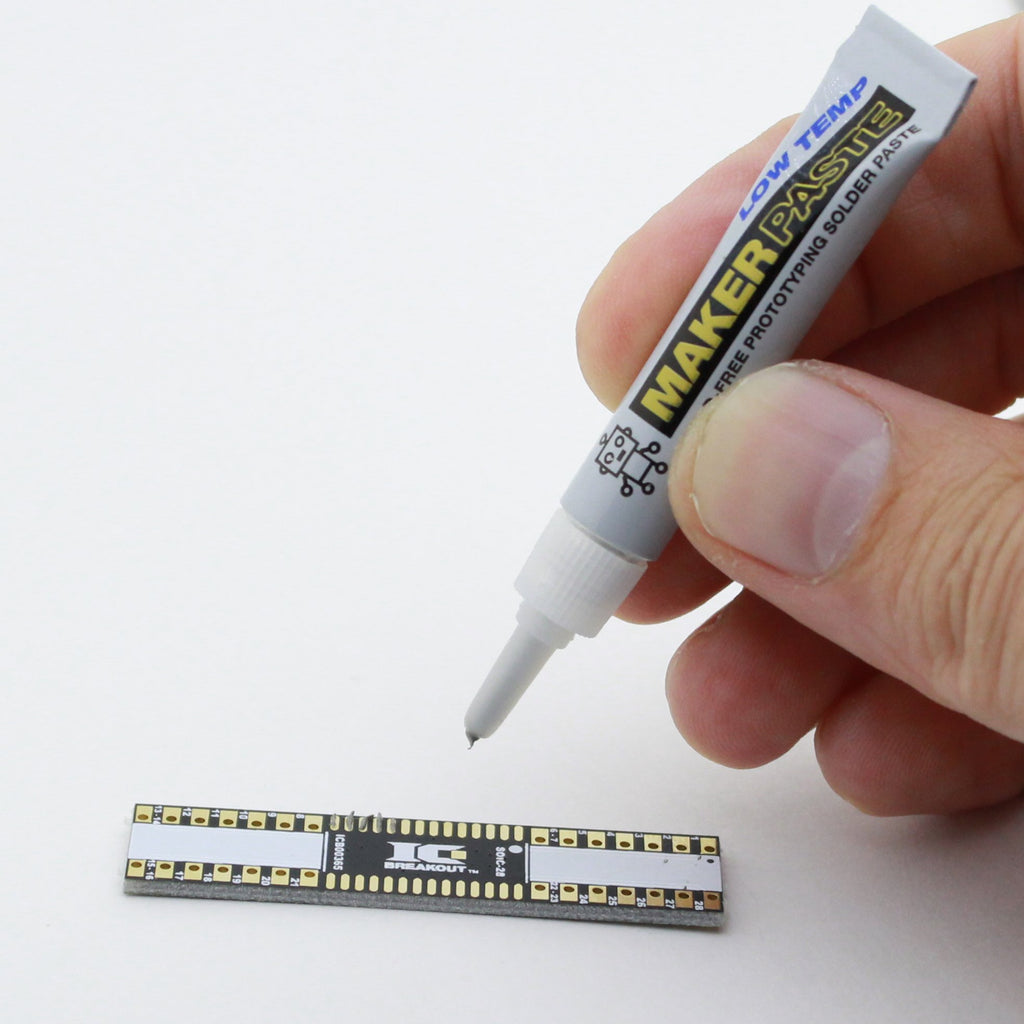 Maker Paste Low Temp - Maker Paste Low Temp is a high quality, low cost prototyping solder paste. The new low temperature formula makes it easy to work with and can easily reflow on a hot plate.