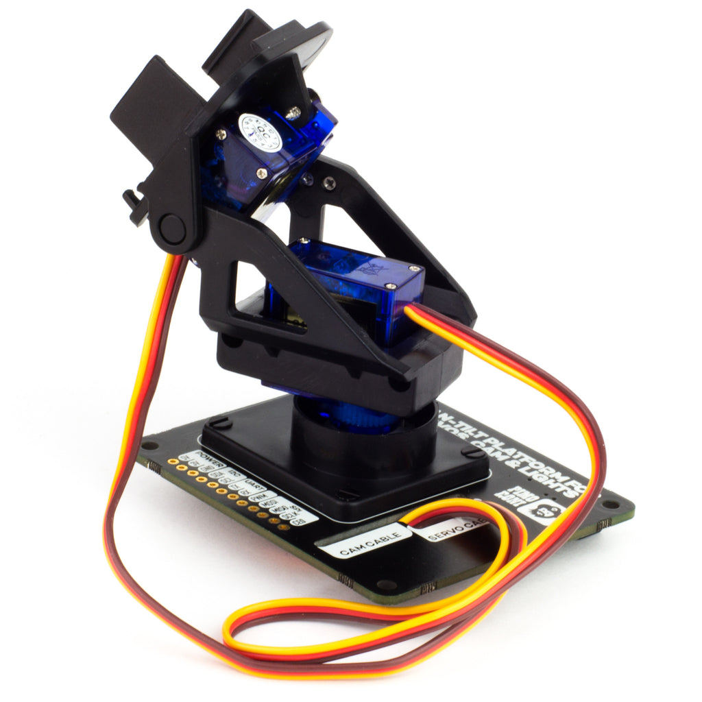 Pan-Tilt HAT - Ideal for a mini CCTV system, this set of horizontal and vertical motion servos will give you Pi camera movement with a minimum of fuss.
