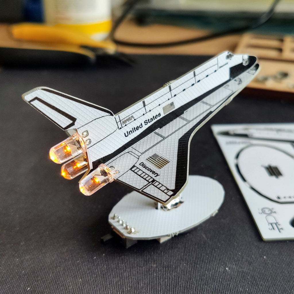 Space Shuttle Discovery Soldering Kit - Create a mini 3D version of the Space Shuttle STS Discovery with this beautifully designed soldering kit from Phyx, our maker friends in Belgium.