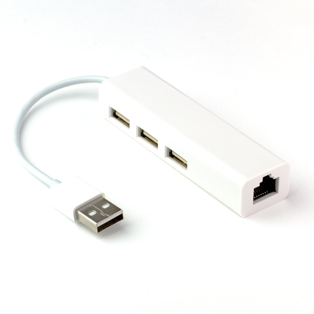 Three Port USB Hub with Ethernet (USB A) - The perfect way to add USB ports and network connectivity to your Raspberry Pi A+. We've tested heaps of these adapters and this one is by far the best!