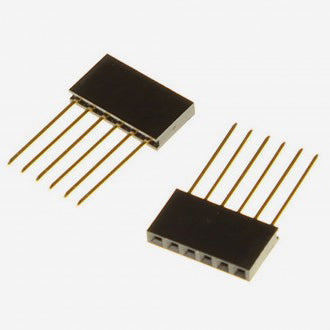 14.5mm strip 6 ways (2pcs) - Pair of  6 pin Female/Male header strips,  useful for board extensions.