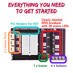 An image of Maker Hat Base - HAT & GPIO Extension for Raspberry Pi 400