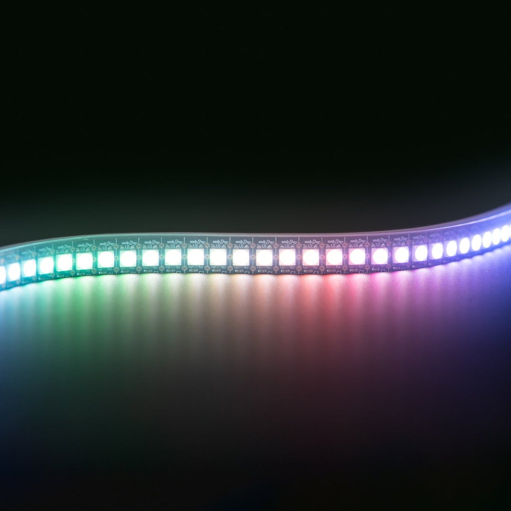 Flexible RGBW LED Strip (NeoPixel/WS2812/SK6812 compatible) - These individually-addressable RGBW LED strips are great for all sorts of uses: custom desk lighting, music or data visualisation (an LED thermometer?), or art installations. They come in three different pixel-spacings.