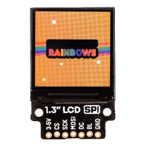 1.3" SPI Colour Square LCD (240x240) Breakout - Crisp, high-res, with great viewing angles (IPS), this 1.3" square, 240x240 pixel, colour LCD will add some pizzazz to your Raspberry Pi or Arduino projects.